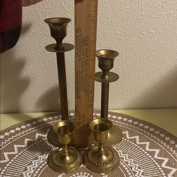 Set of 4 Brass Candlestick Holders made in India - Picture 2 of 7